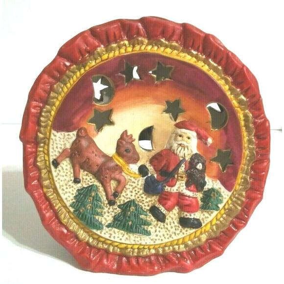 Gift Collection Tabletop Christmas Tea Light Holder Santa Reindeer12 - Picture 1 of 8